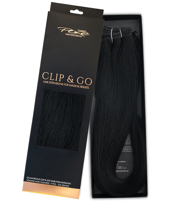 Poze Standard Clip & Go Hair Extensions - 125g Midnight Black 1N - 60cm