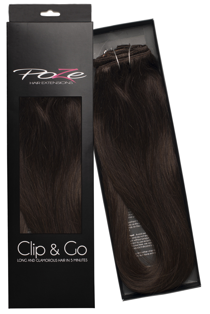 Poze Standard Clip & Go Hair Extensions - 125g Dark Espresso Brown 2B - 50cm