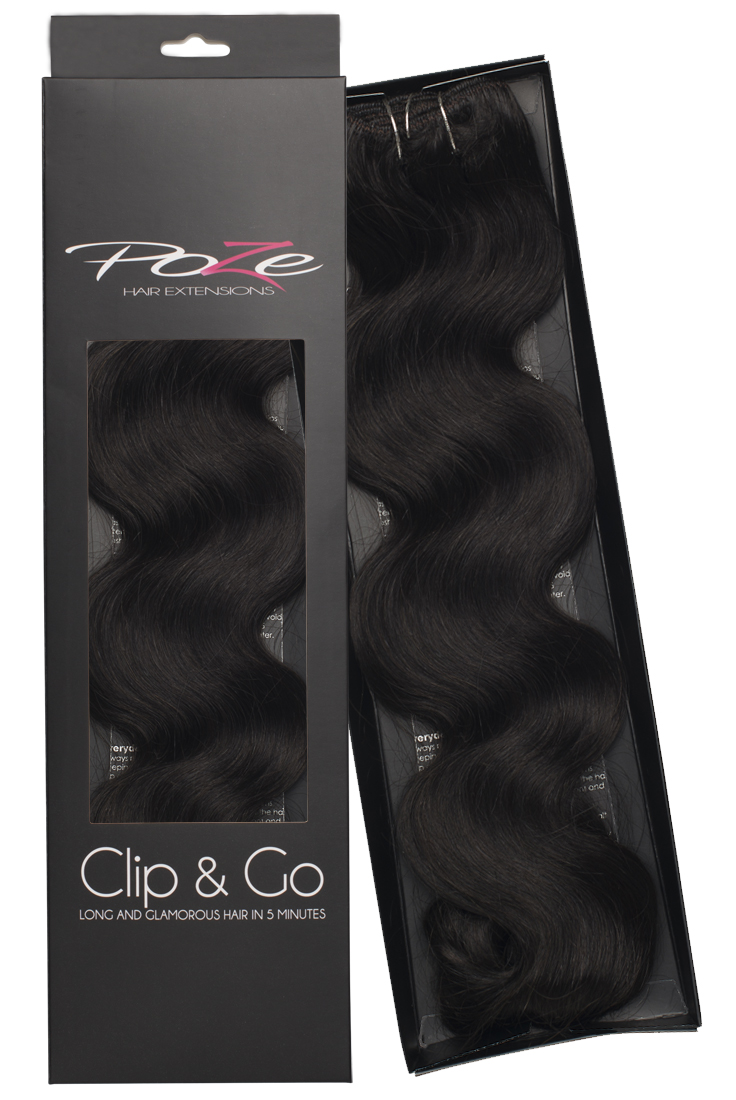 Poze Standard Wavy Clip & Go Hair Extensions - 125g Midnight Brown 1B - 55cm
