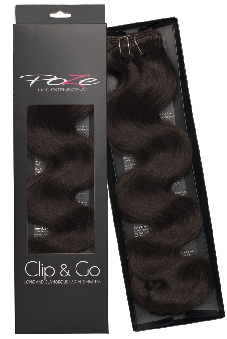 Poze Standard Wavy Clip & Go Hair Extensions - 125g Dark Espresso Brown 2B - 55cm
