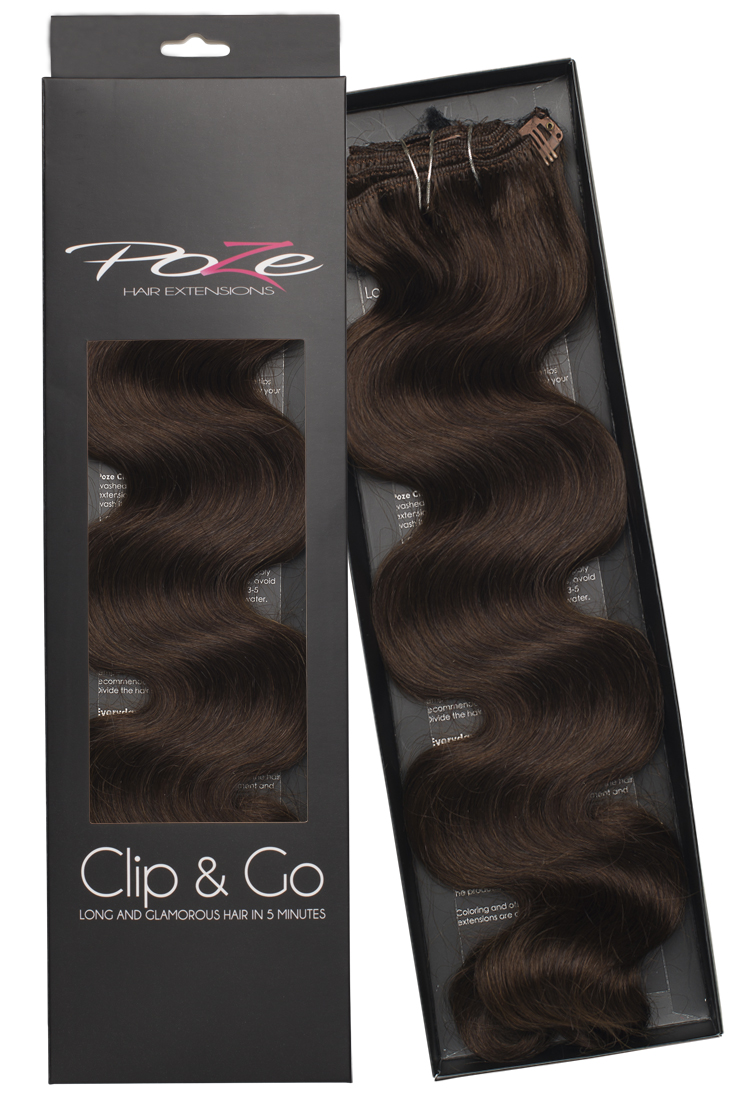Poze Standard Wavy Clip & Go Hair Extensions - 125g Chocolate Brown 4B - 55cm