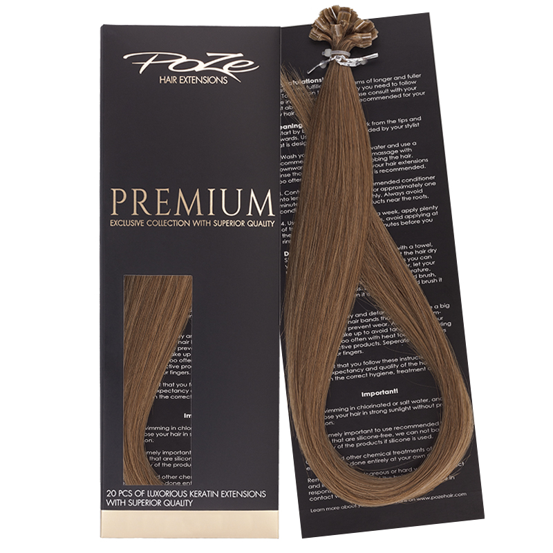 Poze Premium Keratin Extensions Light Brown 8B - 50cm