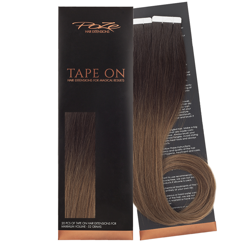 Poze Standard Tape On Extensions - 52g Riche Brown Balayage - 50cm