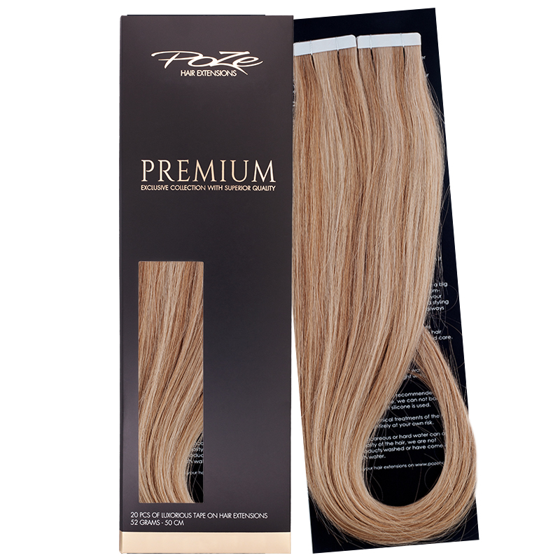 Poze Premium Tape On Hair Extensions - 52g Brown Ashblonde Mix 10B/8B - 50cm