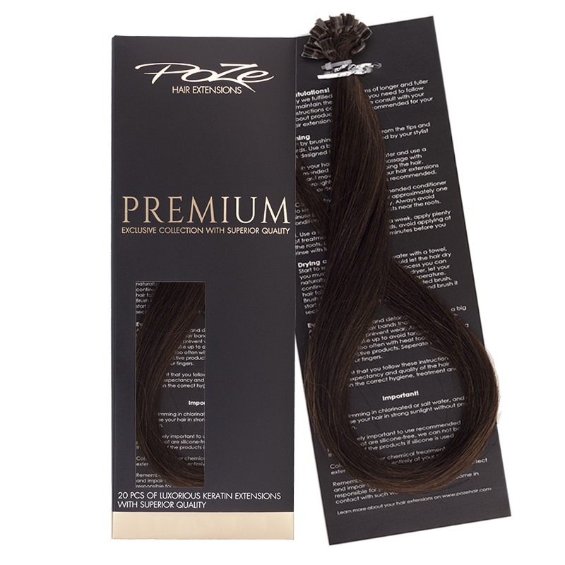 Poze Premium Keratin Extensions Dark Espresso Brown 2B - 60cm