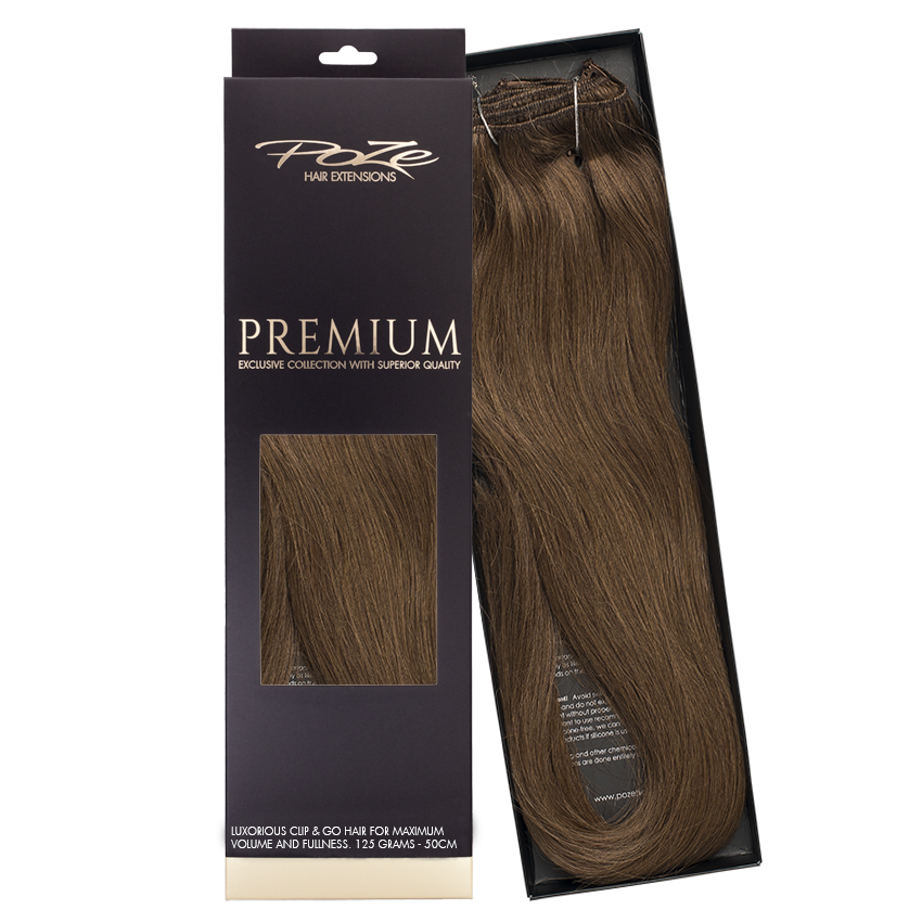 Poze Premium Clip & Go Hair Extensions - 125g 6B Lovely Brown - 40cm