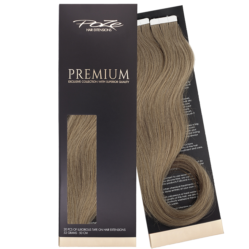 Poze Premium Tape On Hair Extensions - 52g 8A Light Ash Brown - 60cm