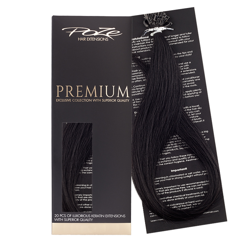 Poze Premium Keratin Extensions 1N Midnight Black - 40cm