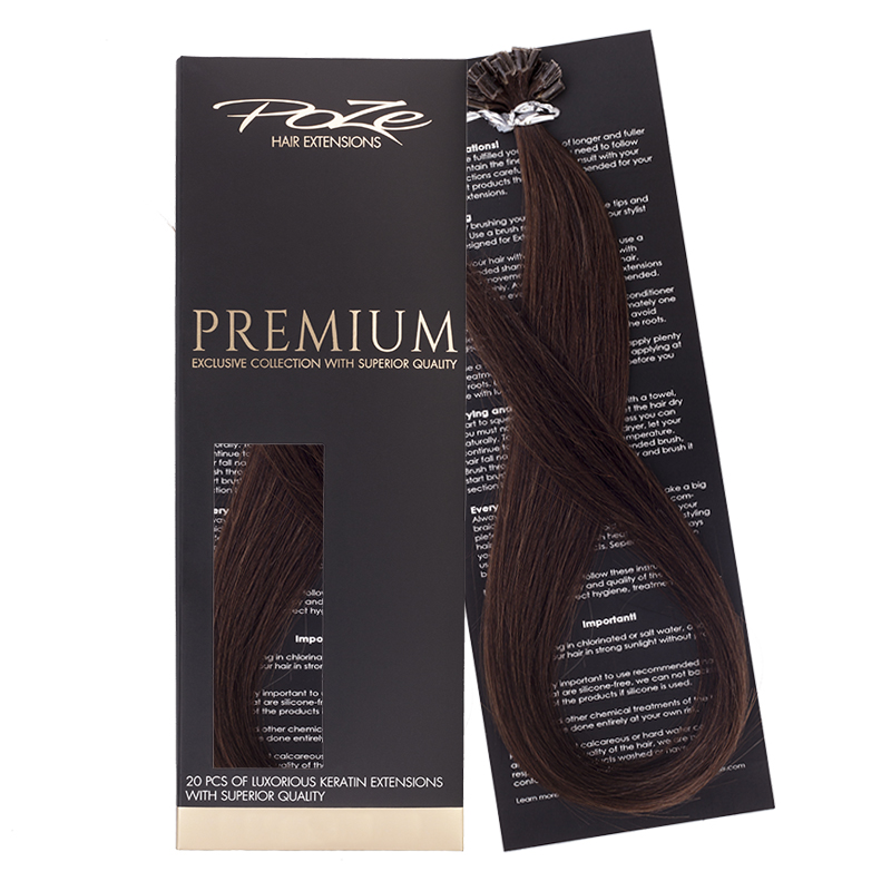 Poze Premium Keratin Extensions 4B Chocolate Brown - 40cm