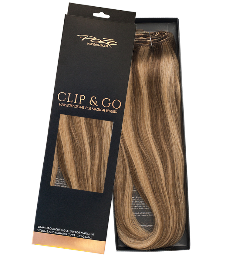Poze Standard Clip & Go Hair Extensions - 125g Sandy Brown Mix 10B/7BN - 60cm