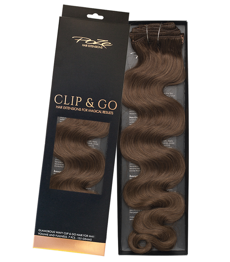 Poze Standard Wavy Clip & Go Hair Extensions - 125g Lovely Brown 6B - 55cm