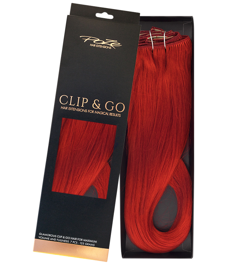 Poze Standard Äkta Löshår Clip & Go - 100g Bright Red 8R - 40cm