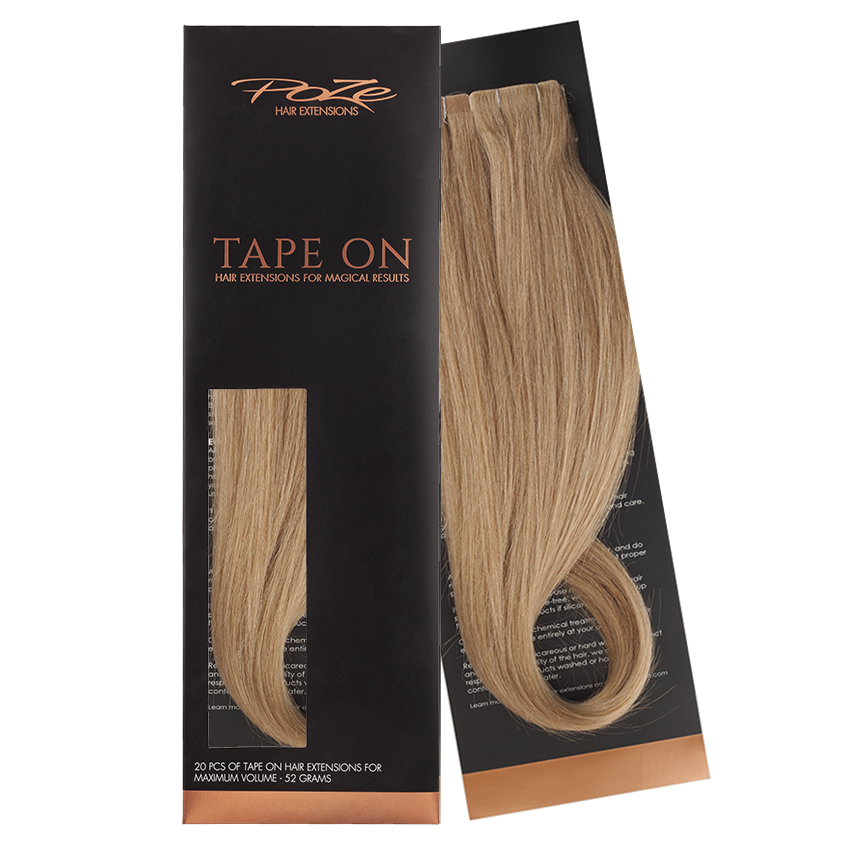 Poze Premium Seamless Tape On Hair Extensions - 70g Light Brown 8B - 70cm