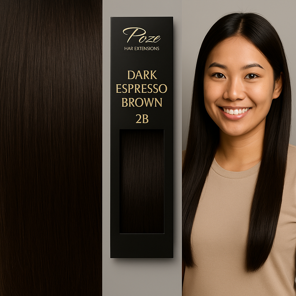 Poze Premium Hair Weft - 110g 2B Dark Espresso Brown - 40cm