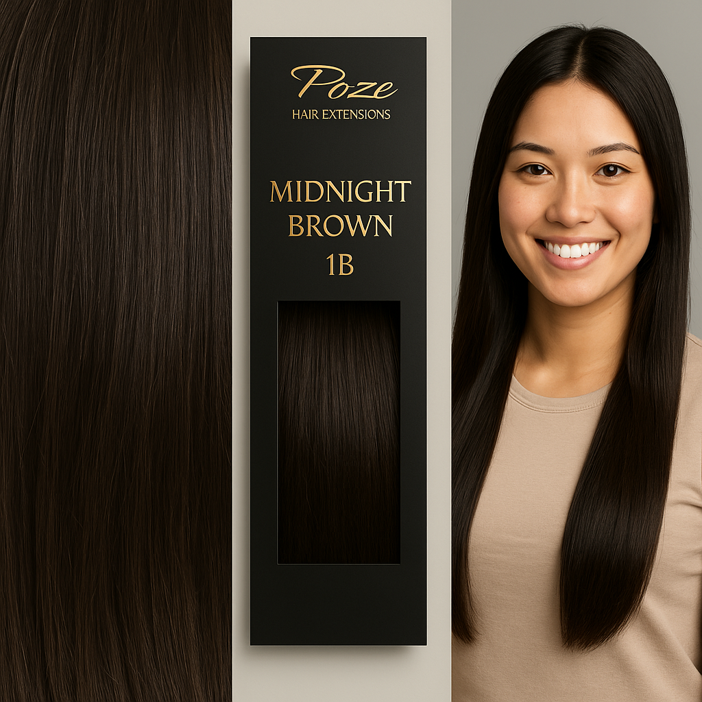 Poze Premium Hair Weft - 110g 1B Midnight Brown - 40cm
