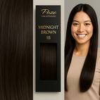 Poze Premium Tape On Hair Extensions - 50g 1B Midnight Brown - 40cm