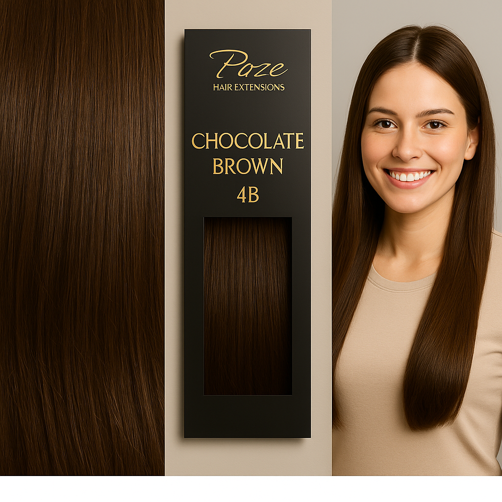 Poze Premium Hair Weft - 110g 4B Chocolate Brown - 40cm
