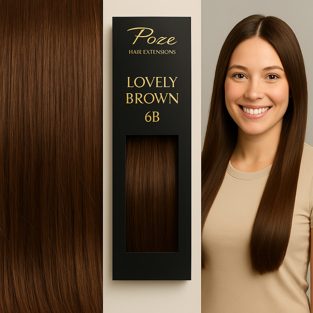 Poze Premium Hair Weft - 110g 6B Lovely Brown - 40cm