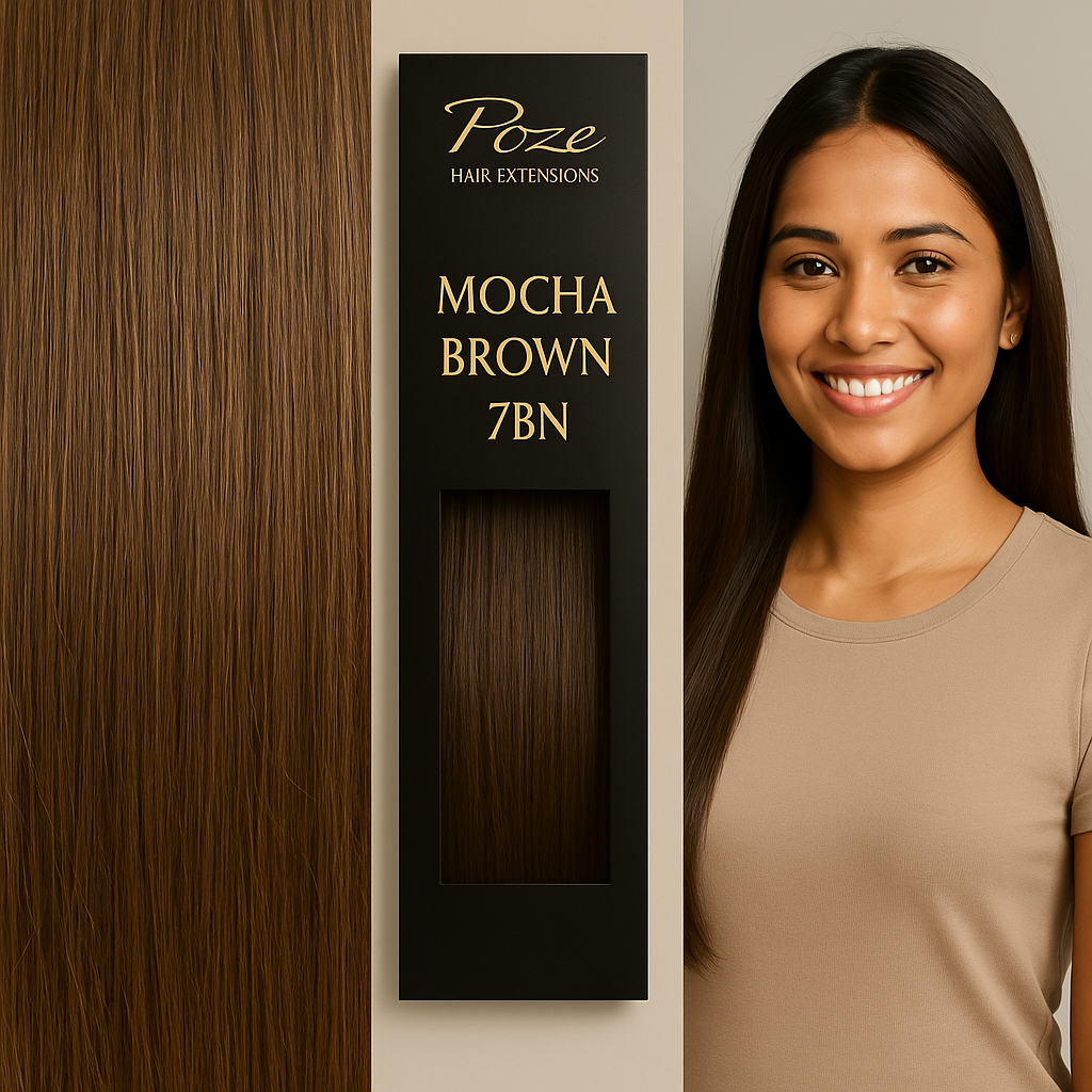 Poze Premium Hair Weft - 110g 7BN Mocha Brown - 50cm