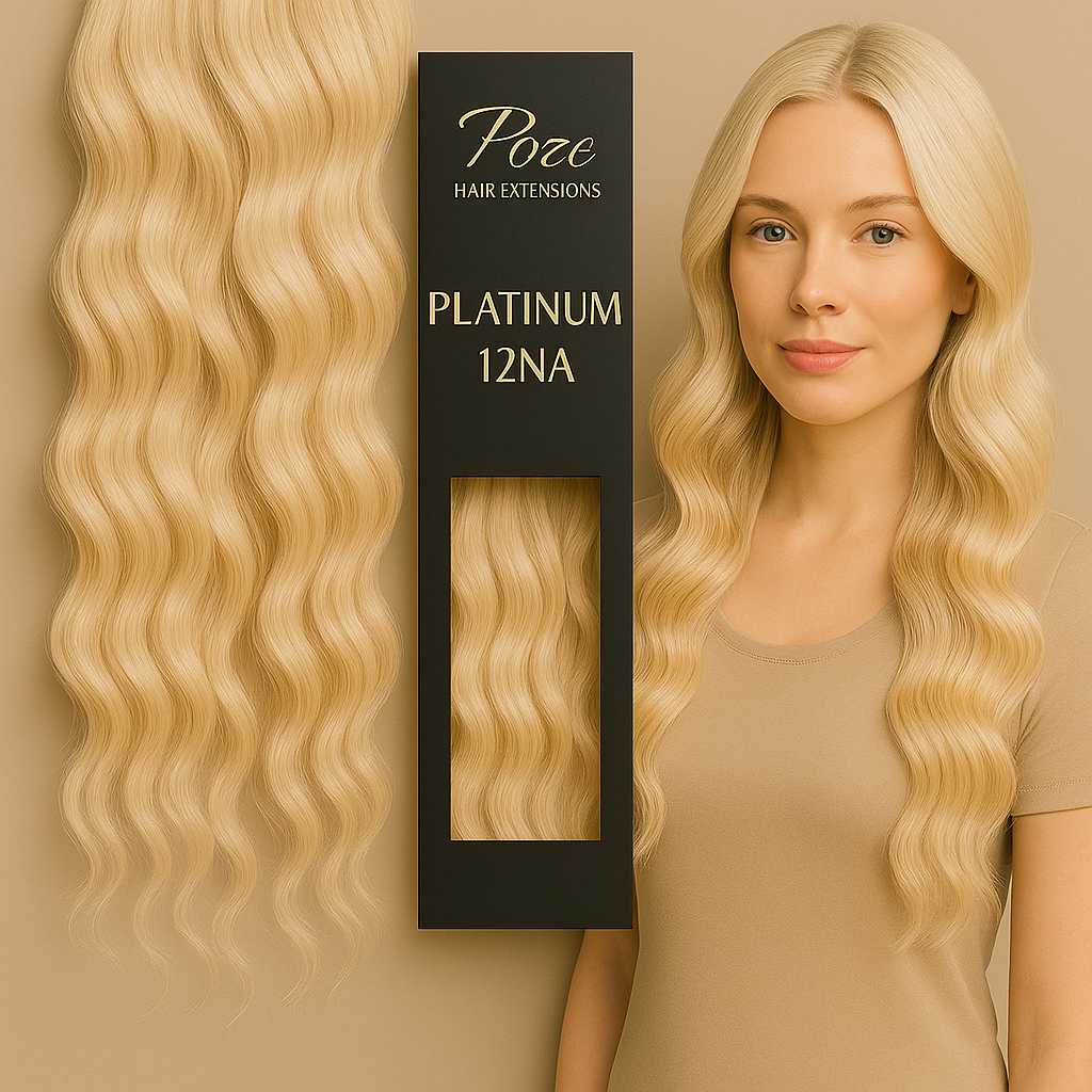 Poze Standard Wavy Clip & Go Hair Extensions - 125g Platinum 12NA - 55cm