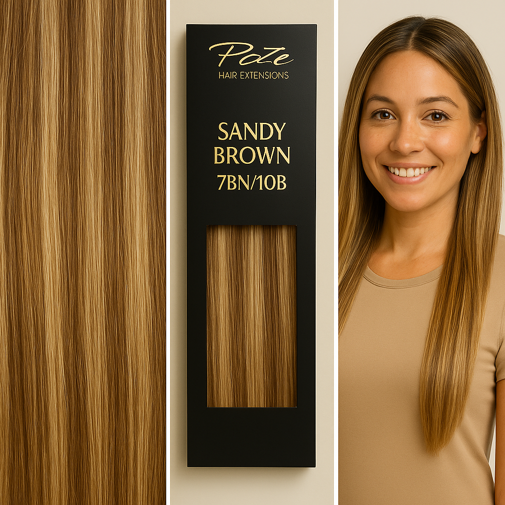 Poze Premium Hair Weft - 110g 7BN/10B Sandy Brown Mix - 40cm