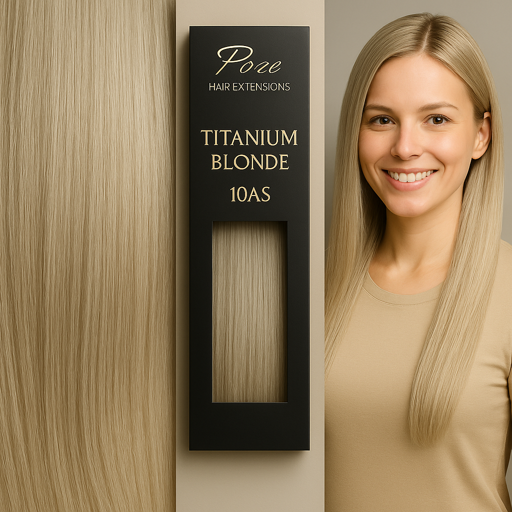 Poze Premium Hair Weft - 110g 10AS Titanium Blonde - 50cm