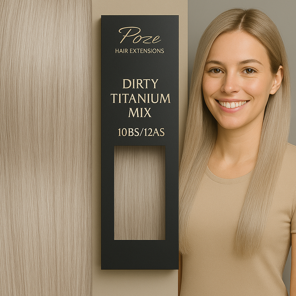 Poze Premium Hair Weft - 110g Dirty Titanium Mix 10BS/12AS - 50cm