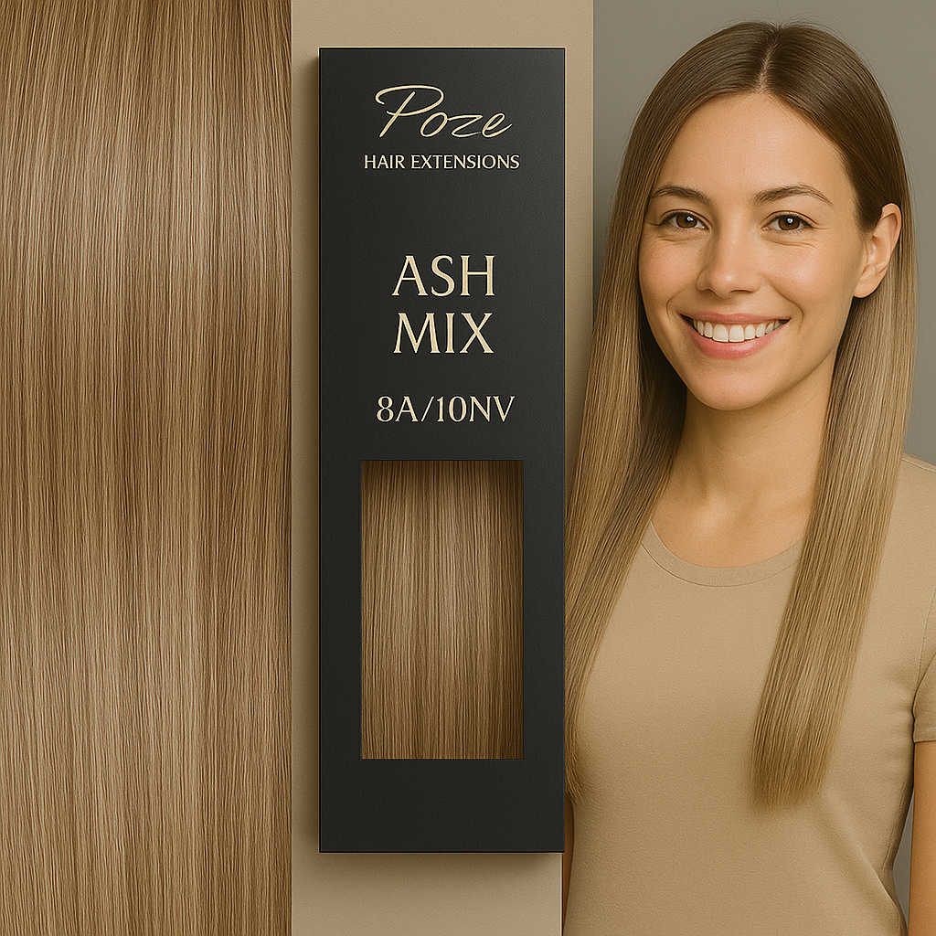 Poze Premium Hair Weft - 110g Ash Mix 8A/10NV - 50cm