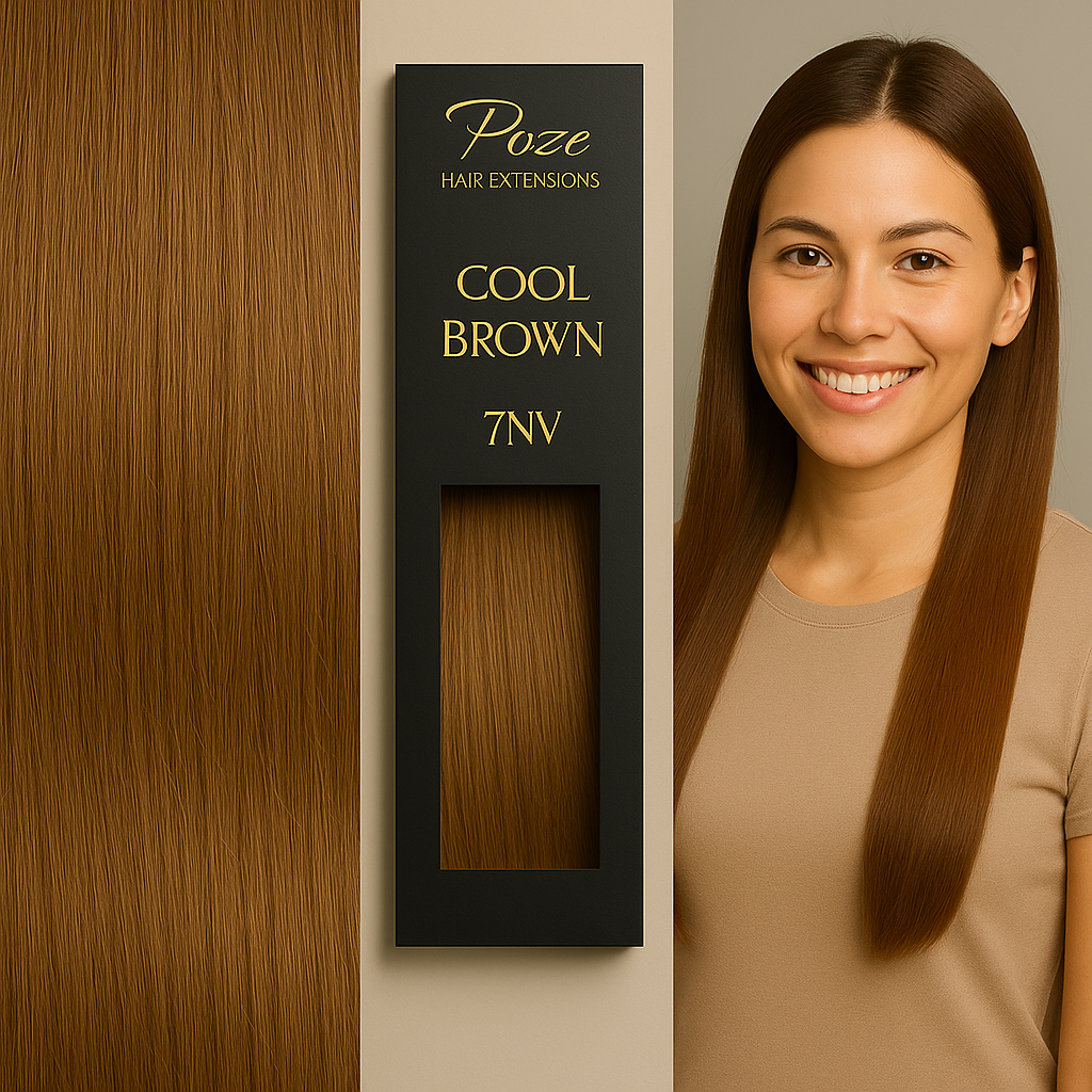 Poze Premium Hair Weft - 110g Cool Brown 7NV - 50cm