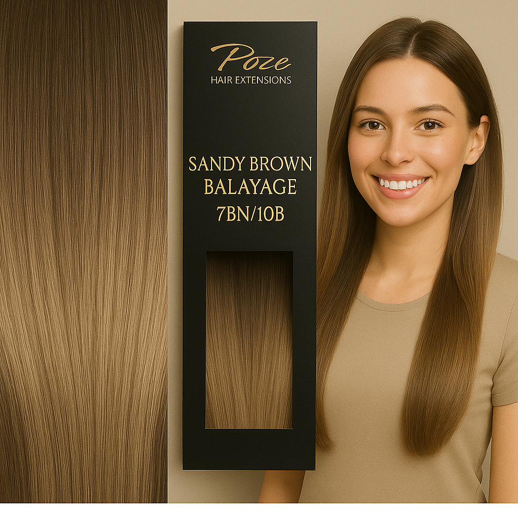 Poze Standard Hairweft - 110g Sandy Brown Balayage 7BN/10B - 50cm