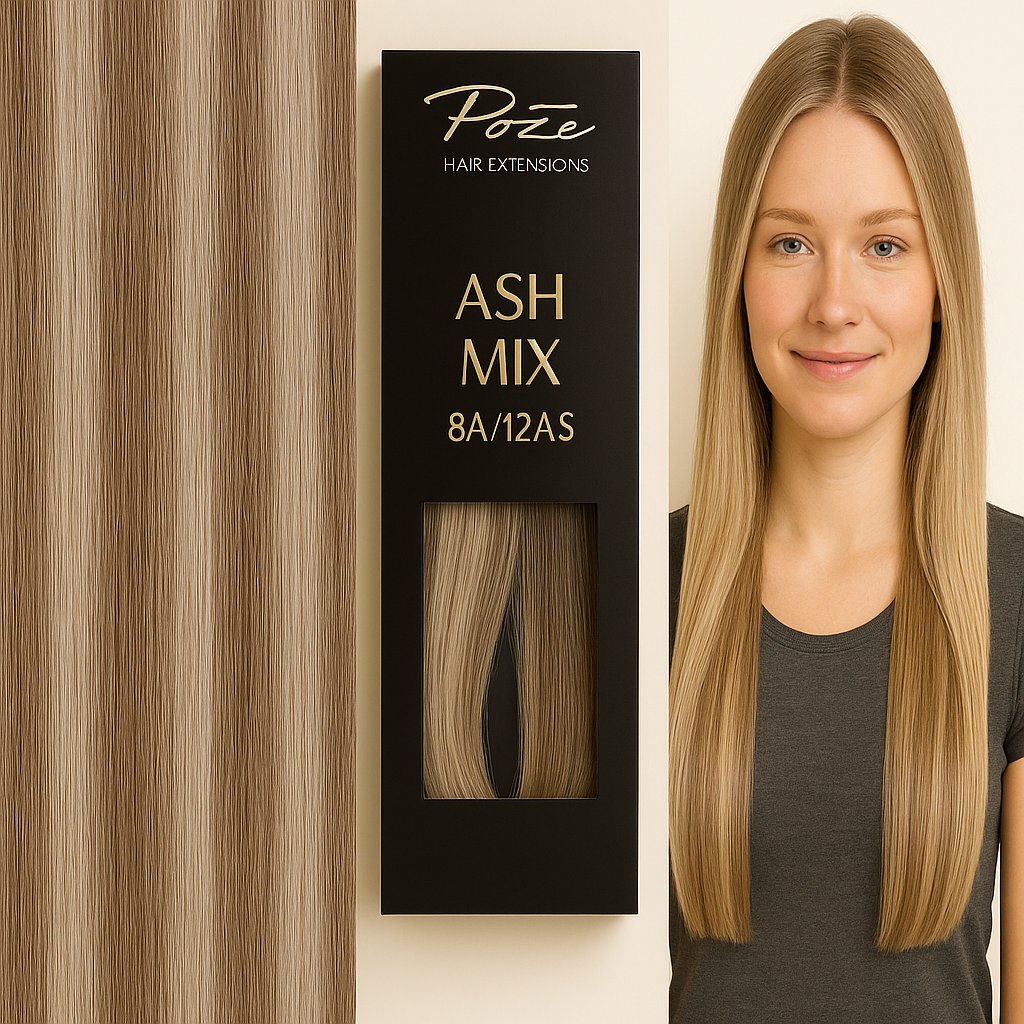 Poze Premium Hair Weft - 50g Ash Mix 8A/12AS - 50cm